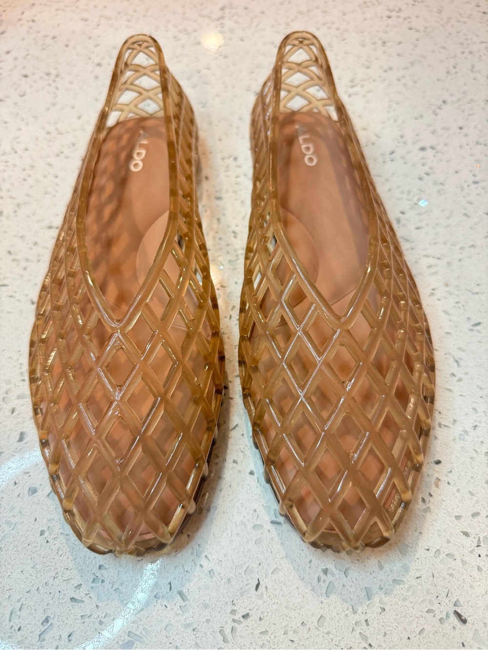 ALDO Honey Tan Lattice Slip-On Flats